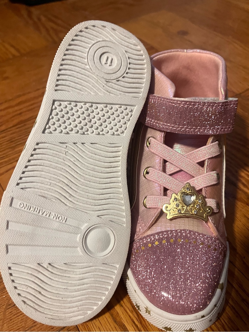 Disney Pink Glitter Kids' High-Top Sneakers with Princess Art - Picture 5 of 5